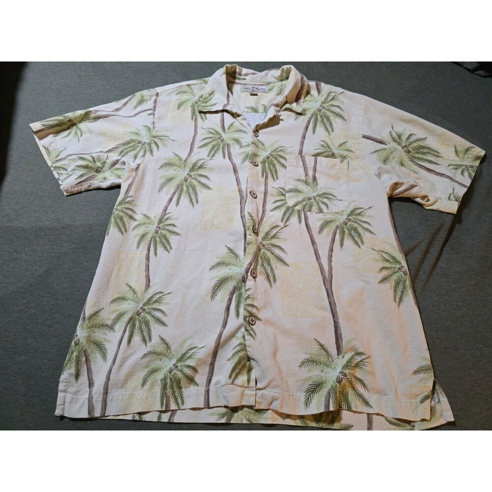 Tommy Bahama Men's Large 100% Silk Button Down Short Sleeve Hawaiian Shirt